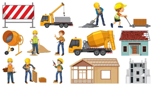 Conjunto Ilustración Objetos Del Sitio Construcción — Vector de stock