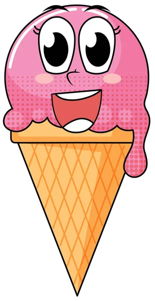 Crème Glacée Personnage Dessin Animé Sur Fond Blanc Illustration — Image vectorielle