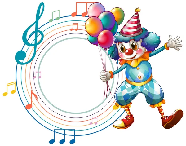 Mignon Clown Avec Illustration Modèle Note Musique Vierge — Image vectorielle