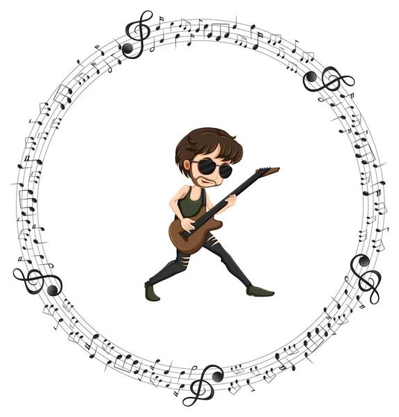 Man Playing Guitar Rock Style Illustration — Stock Vector