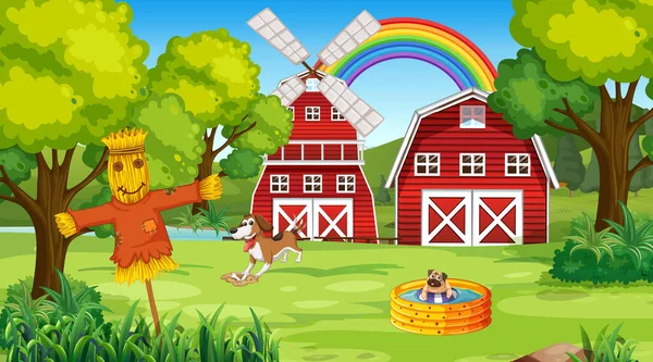Soubor Různých Domácích Zvířat Farmě Ilustrace — Stockový vektor