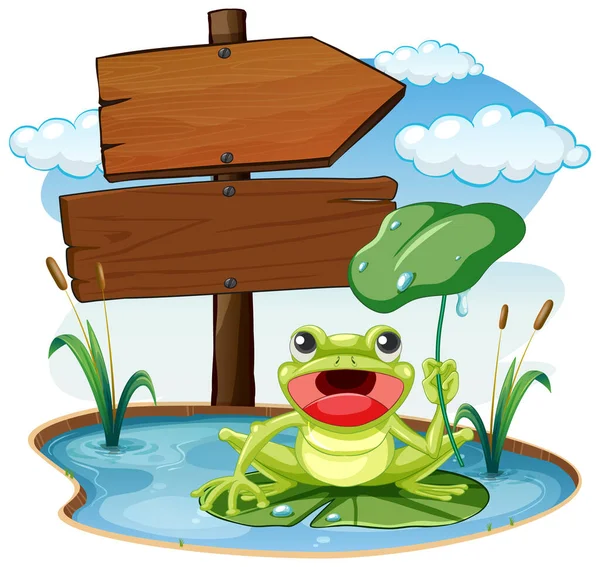 Sign Board Frog White Background Illustration — Stock Vector