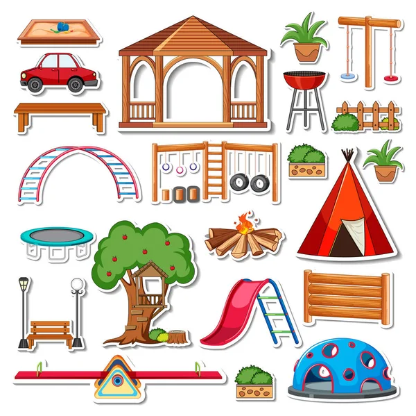 Sticker Pack Playground Objects Illustration — Vector de stock