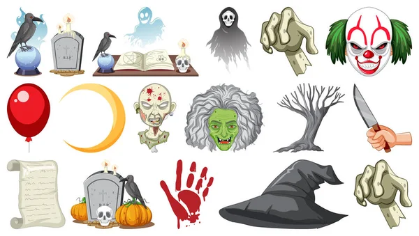 Halloween Set Med Skrämmande Monster Illustration — Stock vektor