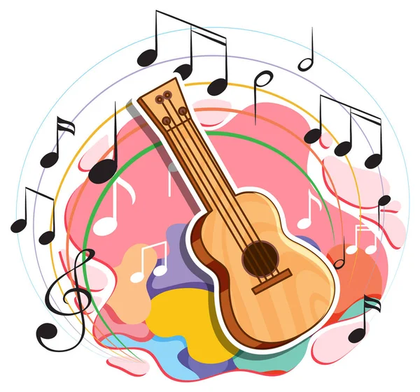 Guitar Music Instrument Music Melody Symbols Illustration — Stock Vector