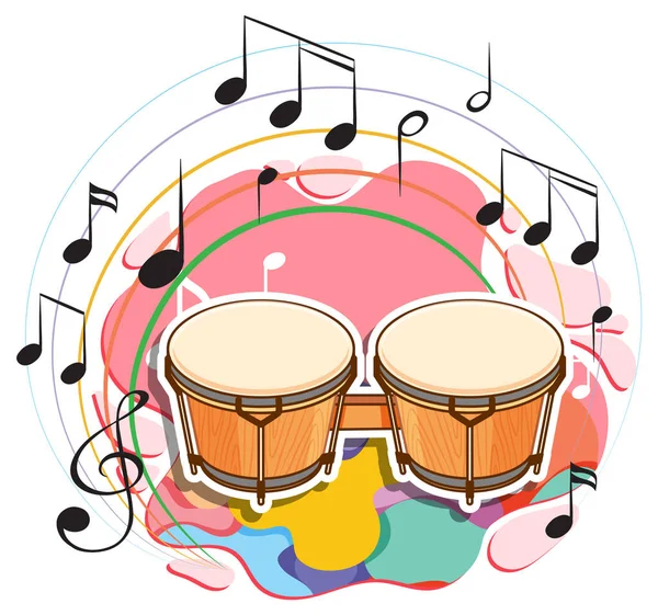 Bongo Bicí Hudební Nástroj Symboly Melodie Ilustrace — Stockový vektor
