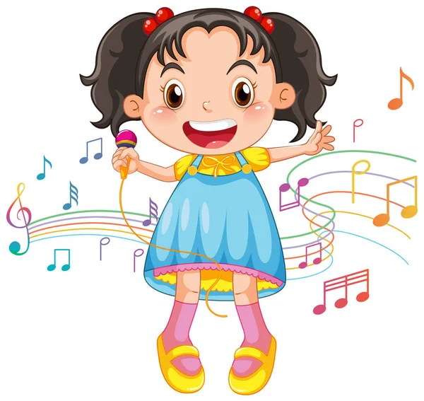Girl Holding Microphone Singing Illustration — Archivo Imágenes Vectoriales