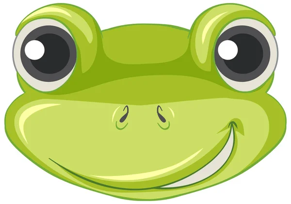Cartoon Face Green Frog Illustration — 스톡 벡터