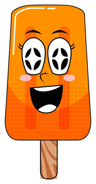 Orange Flavor Popsicle Happy Face Illustration — Vettoriale Stock