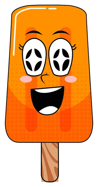 Orange Flavor Popsicle Happy Face Illustration — стоковый вектор