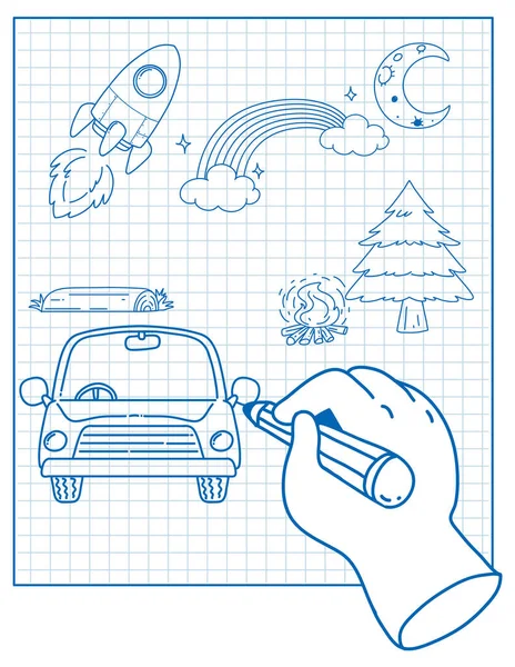 Doodle Skiss Design Set Illustration — Stock vektor