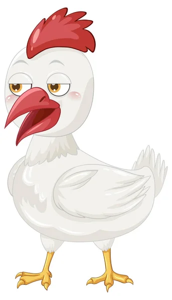 White Chicken Cartoon Design Illustration — Stok Vektör