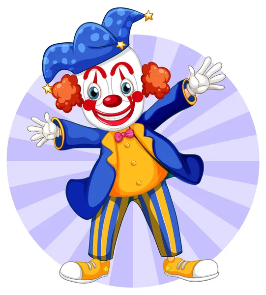 Färgglada Clown Tecknad Karaktär Illustration — Stock vektor