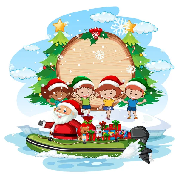 Banner Vazio Com Crianças Ilustração Tema Natal — Vetor de Stock