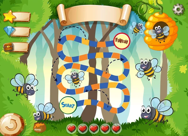Game Design Bees Flying Background Illustration — Stockvektor