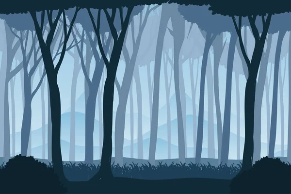 Silhouette Shadow Forest Scene Illustration — Stock Vector