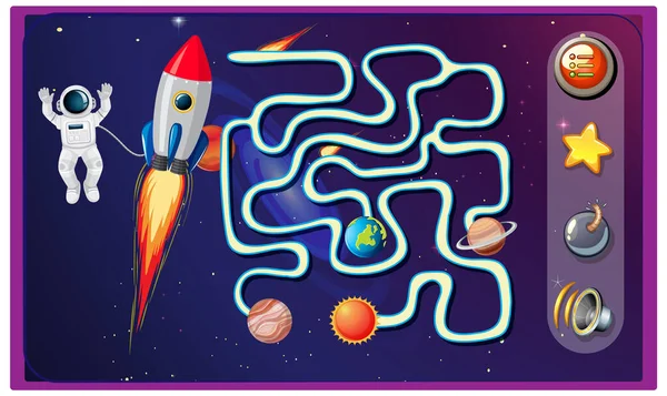 Game Design Spaceship Astronaut Illustration — Vettoriale Stock