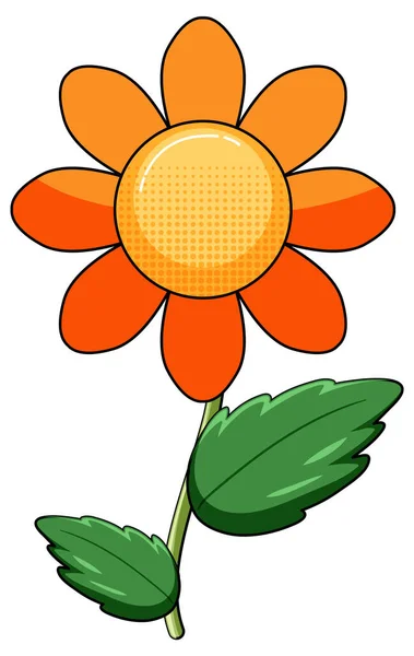 Orangefarbene Blume Mit Grünen Blättern Illustration — Stockvektor