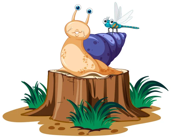 Cute Snail Insects Cartoon Style Illustration — Stock Vector