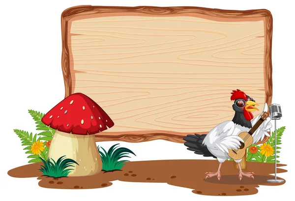 Blank Wooden Signboard Chicken Farm Illustration — Stock Vector