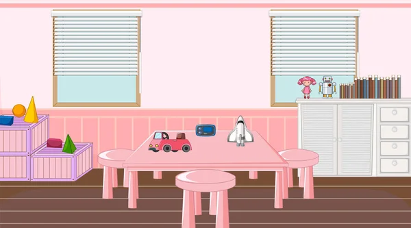 家具の多い子供部屋イラスト — ストックベクタ