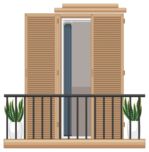 Balkong Lägenhet Byggnad Fasad Illustration — Stock vektor