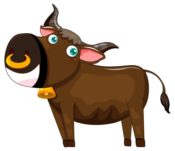 Braune Kuh Zeichentrickfigur Illustration — Stockvektor
