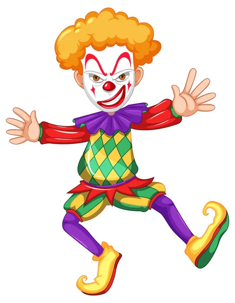 Cartoon Creepy Clown Character Illustration — Vector de stock