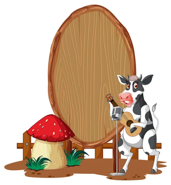Placa Madeira Oval Branco Com Ilustração Animal — Vetor de Stock