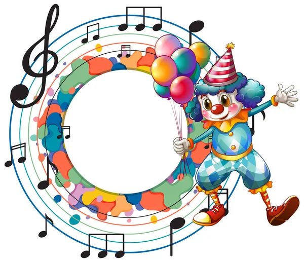 Mignon Clown Avec Illustration Modèle Note Musique Vierge — Image vectorielle