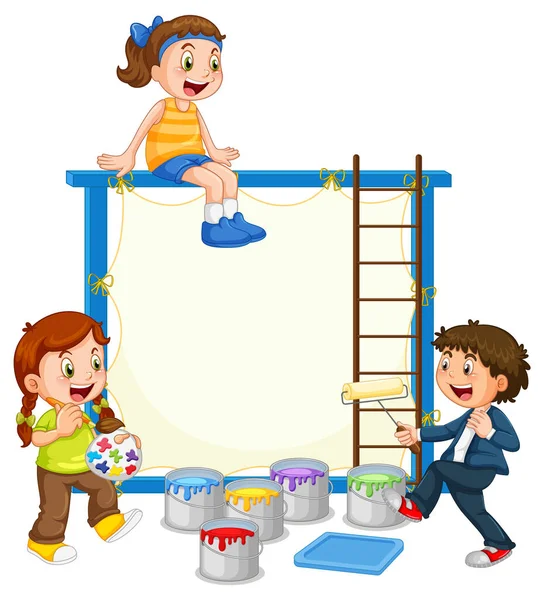 Board Template Kids Painting Illustration — Archivo Imágenes Vectoriales