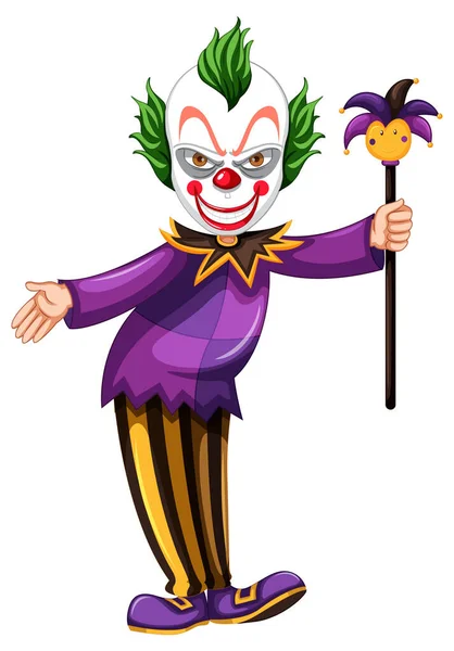 Cartoon Clown Holding Wand Illustration — Image vectorielle