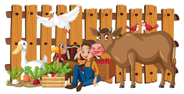 Boer Veel Dieren Illustratie — Stockvector