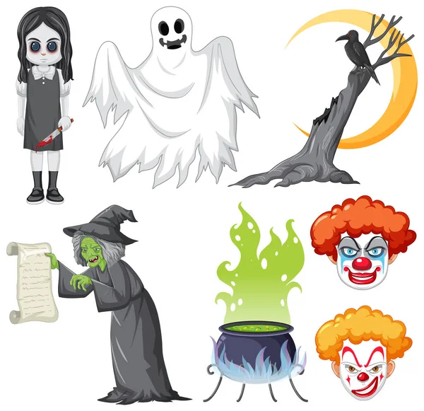 Halloween Thema Met Heks Zombie Illustratie — Stockvector