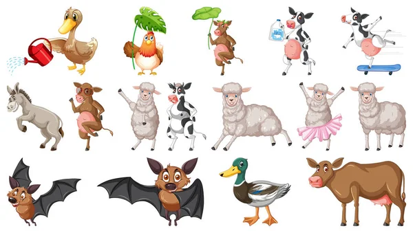 Beyaz arkaplandaki çiftlik hayvanları