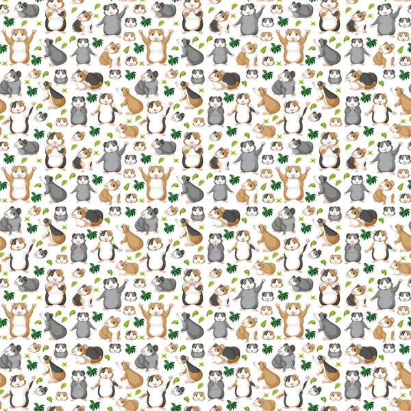 Animales Lindos Dibujo Animado Sin Costura Fondo Ilustración — Vector de stock