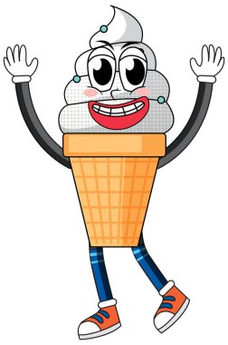 Beyaz arkaplandaki dondurma çizgi film karakteri