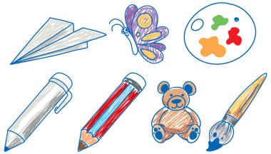 Okul illüstrasyonunun karalama tasarımı nesnesi olan bir kağıt