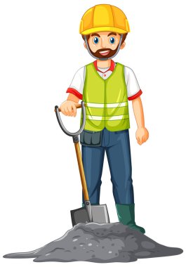 İnşaat işçisi çizgi film karakteri çizimi