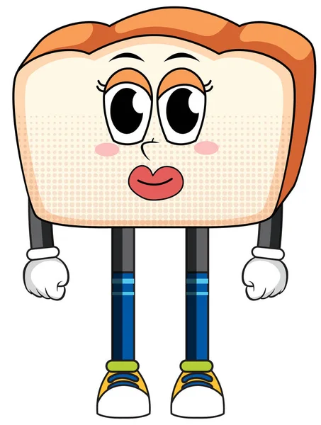 Beyaz arkaplan illüstrasyonunda ekmek çizgi filmi karakteri