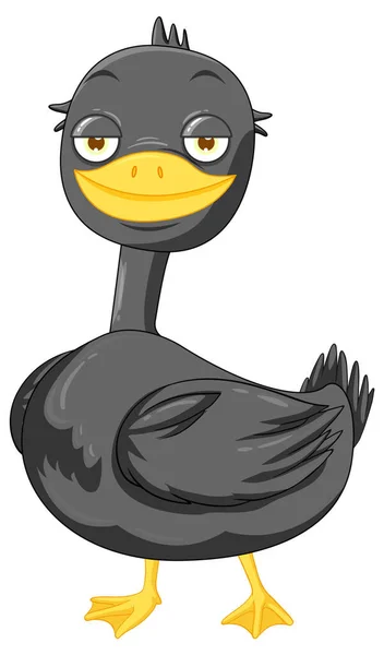 Cute Black Duck Cartoon Character Illustration — Image vectorielle