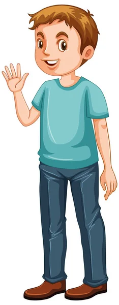 Man Wearing Blue Shirt Cartoon Illustration — Stock Vector