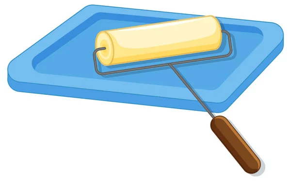 Paint Roller Blue Tray Illustration — Vector de stock