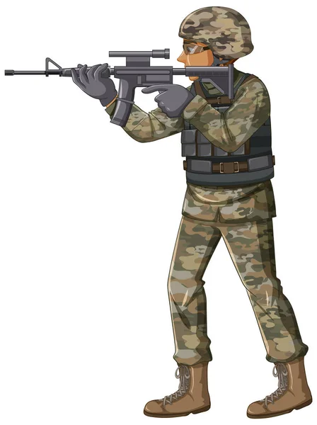 Soldat Uniform Zeichentrickfigur Illustration — Stockvektor