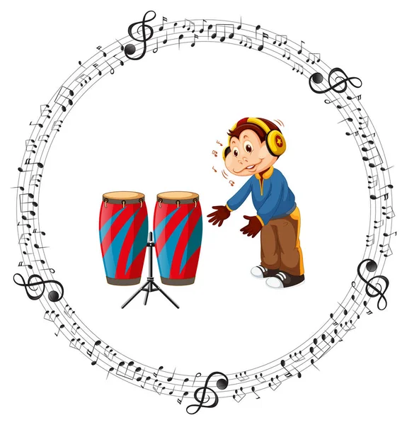 Cartoon Monkey Bongo Drum Illustration — Vetor de Stock