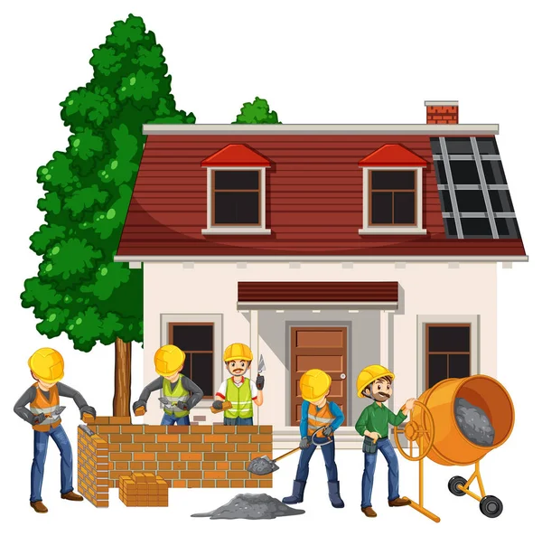 İşçi illüstrasyonuyla izole edilmiş inşaat alanı