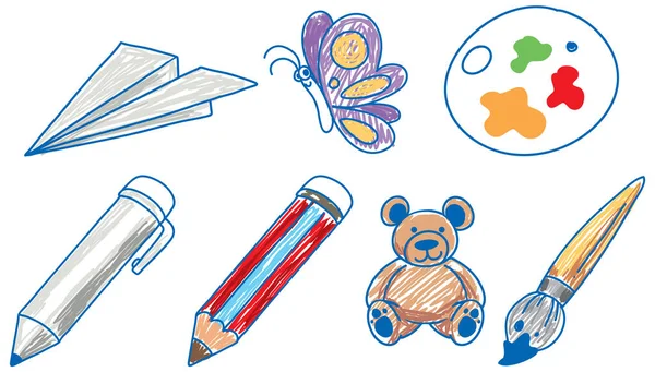 Okul illüstrasyonunun karalama tasarımı nesnesi olan bir kağıt