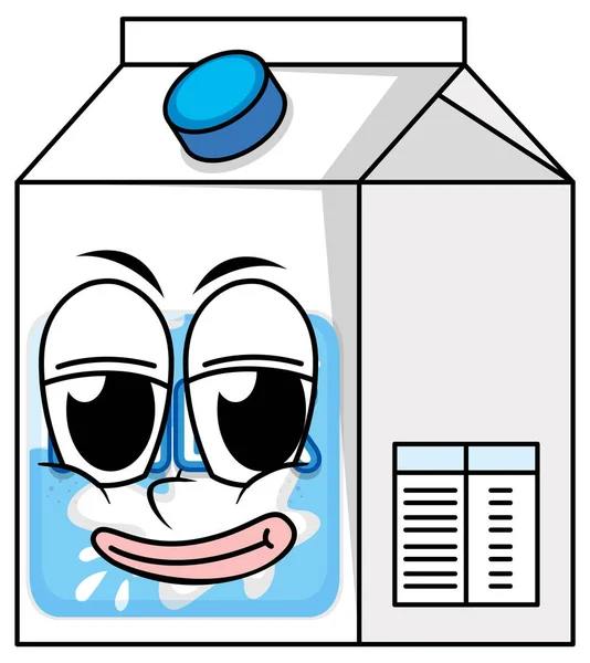 Carton Milk Happy Face Illustration — Stock Vector