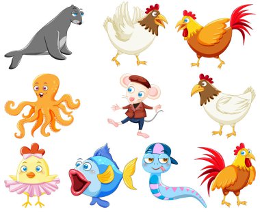 Mutlu gülümsemeli vahşi hayvanlar.