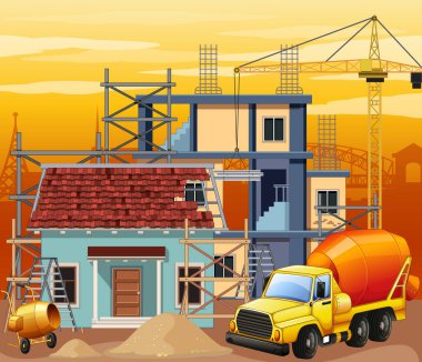 İnşaat alanı olay yeri illüstrasyonu